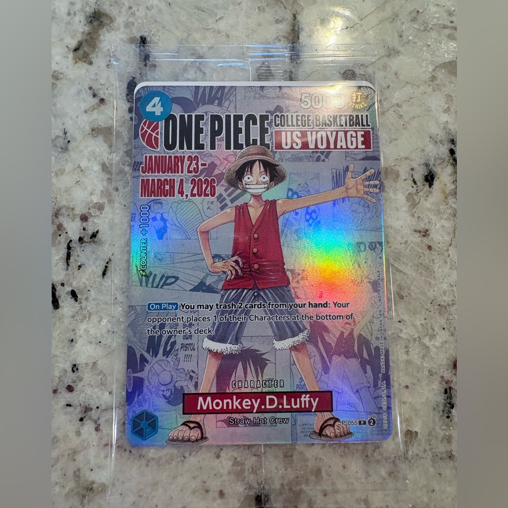 One Piece Monkey D. Luffy Trading Card and Poster - College Basketball US Voyage